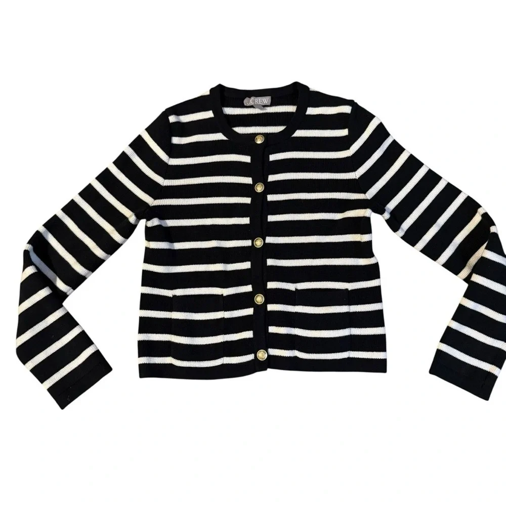 J. Crew Black Striped Emilie Sweater Size Small